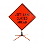 Roll Up Sign & Stand - 48 Inch Left Lane Closed Ahead Roll Up Reflective Traffic Sign